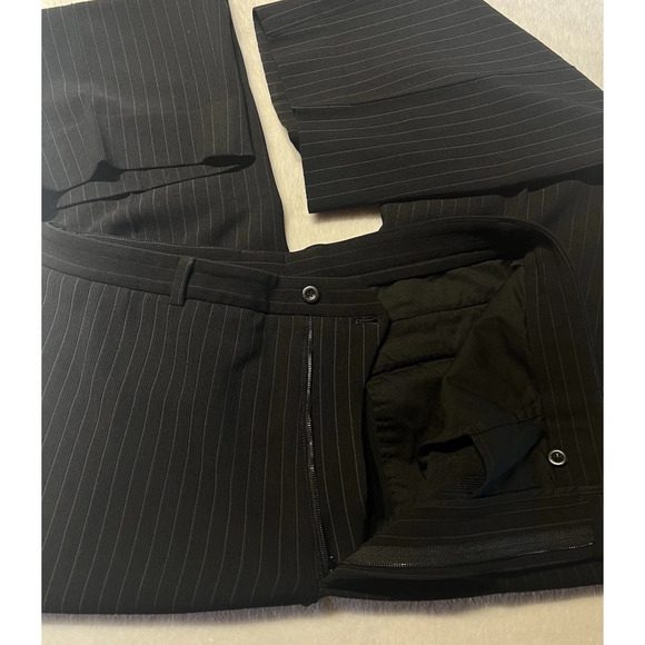 Armani Collezioni Mens 46L 36x31 Black Stripe Designer Suit Stretch 3/2 Roll - Picture 8 of 16